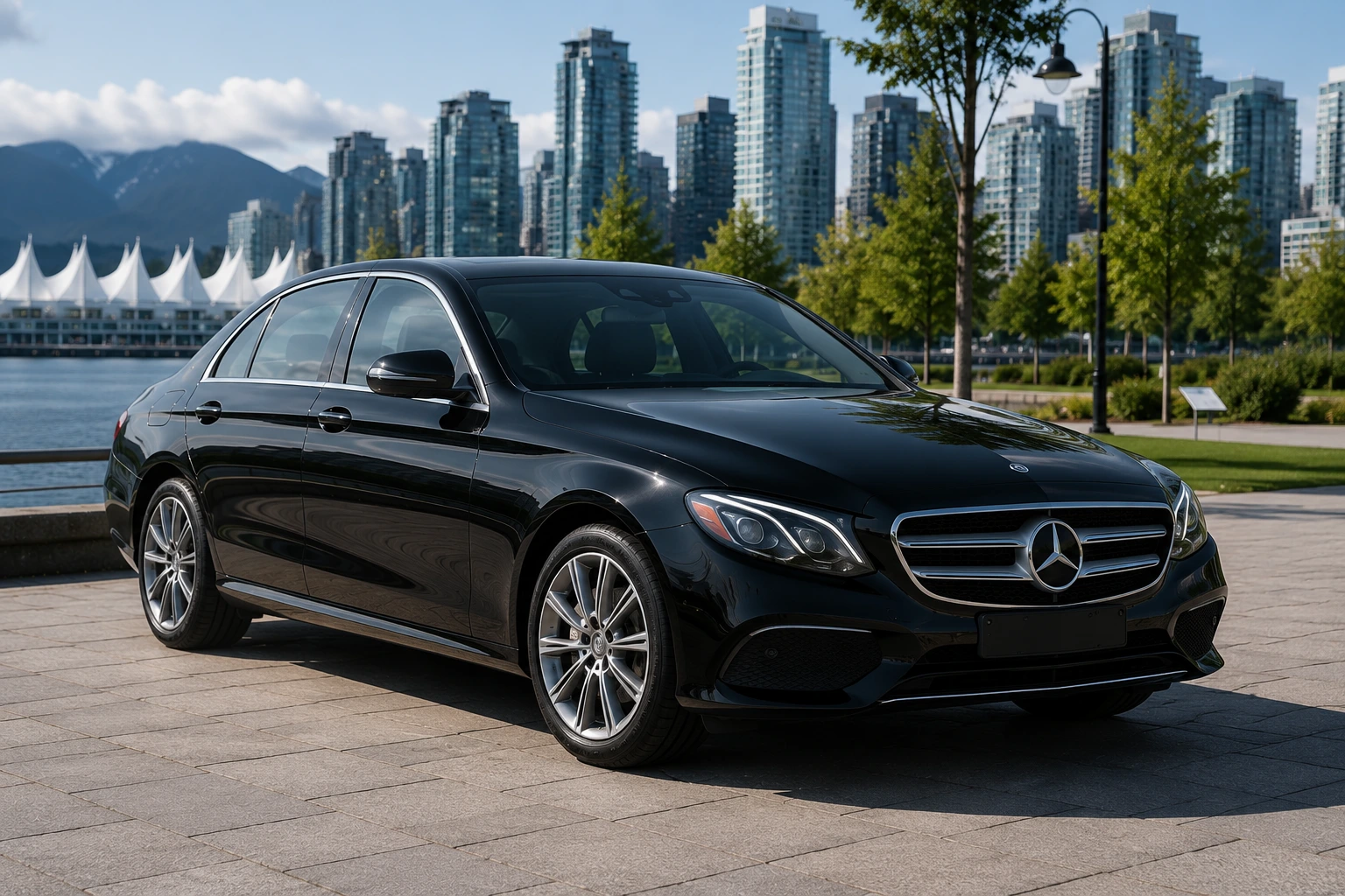 Executive black sedan used for private chauffeur service in Vancouver